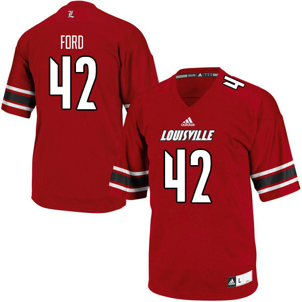 Men #42 Marshon Ford Louisville Cardinals College Football Jerseys Sale-Red - Click Image to Close